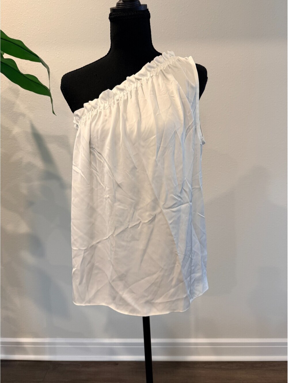 Ramy Brook Tenley One Shoulder Tank Ivory Ruffle NWT $295 Size S